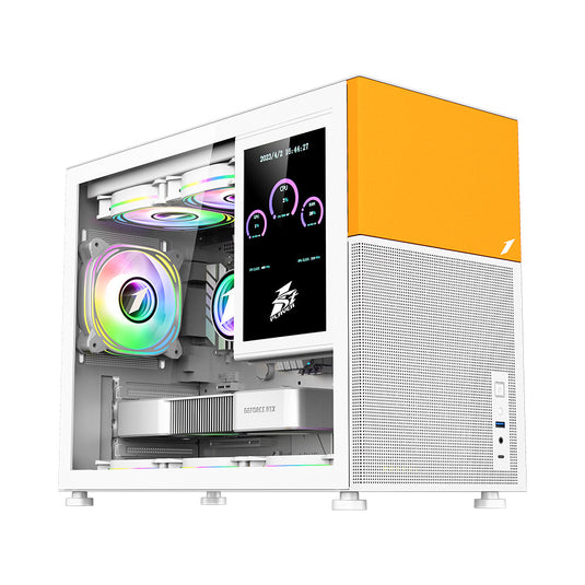 1STPLAYER CAS-1PL-MI6-EV-W MIKU MI6-EV MESH GAMING PC CASE | WITH 8" IPS LCD SCREEN | M-ATX | MINI-ITX | PANORAMIC SIDE TRANSLUCENT GLASS | 165MM | WHITE | 12 MONTHS WARRANTY PC CASE