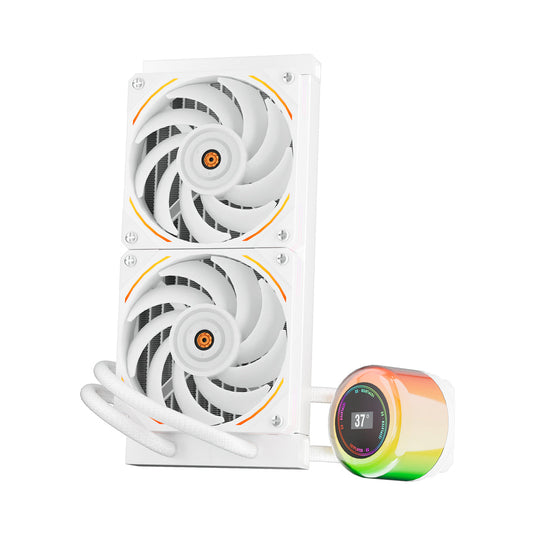 1STPLAYER CC240 ARGB AIO LIQUID CPU COOLER | WITH TEMPERATURE DISPLAY | 2X JAEGER FANS | WHITE |  12 MONTHS WARRANTY FANS