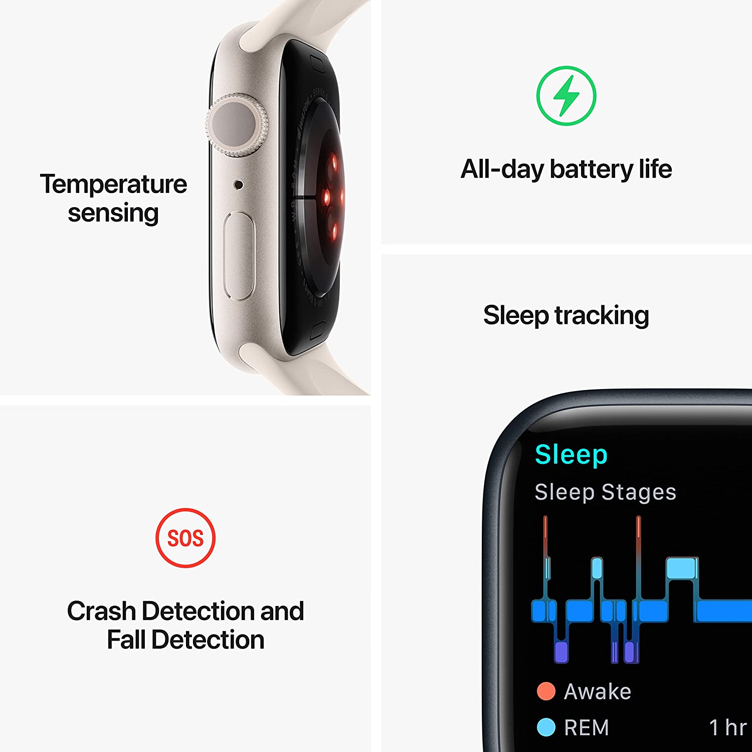 APPLE WATCH SERIES 8 GPS 45MM SILVER ALUMINUM CASE WITH WHITE SPORT BAND WATCH-WATCH-Makotek Computers