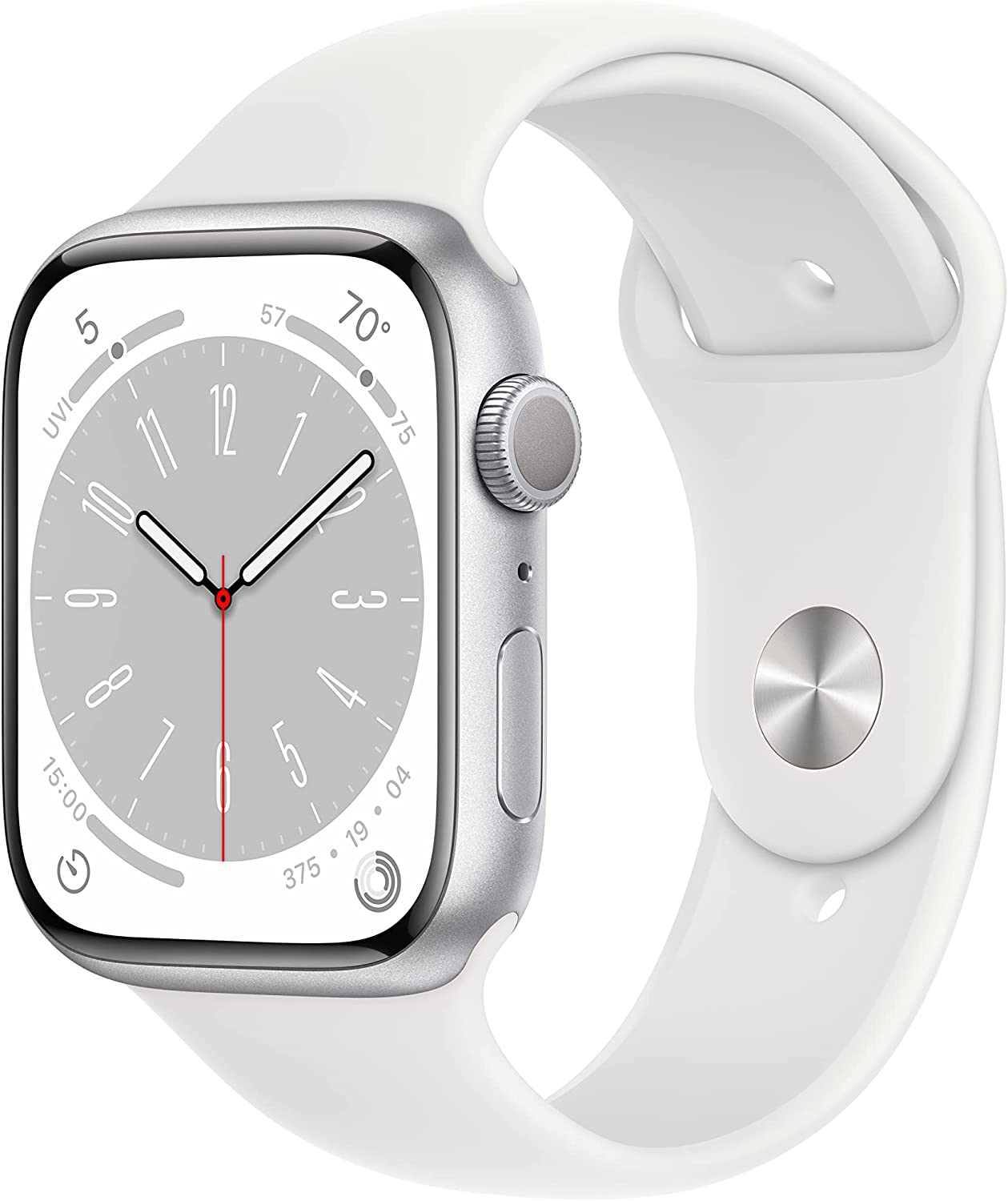 APPLE WATCH SERIES 8 GPS 45MM SILVER ALUMINUM CASE WITH WHITE SPORT BAND WATCH-WATCH-Makotek Computers