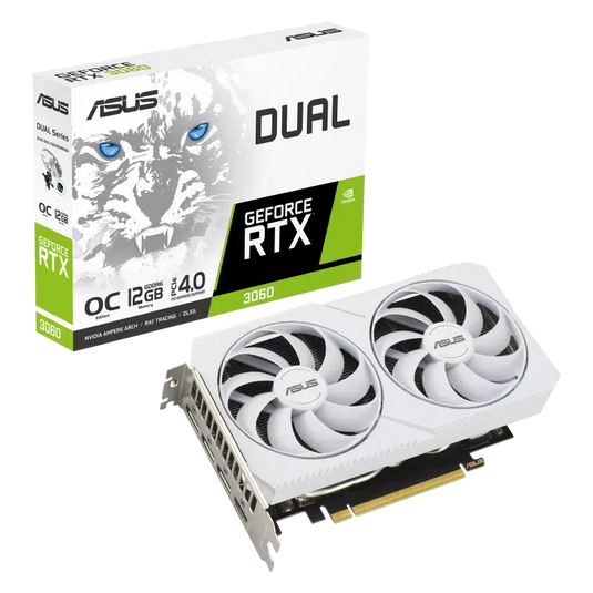 ASUS GEFORCE DUAL RTX 3060 WHITE OC EDITION 12GB GDDR6 GRAPHICS CARD-GRAPHICS CARD-Makotek Computers