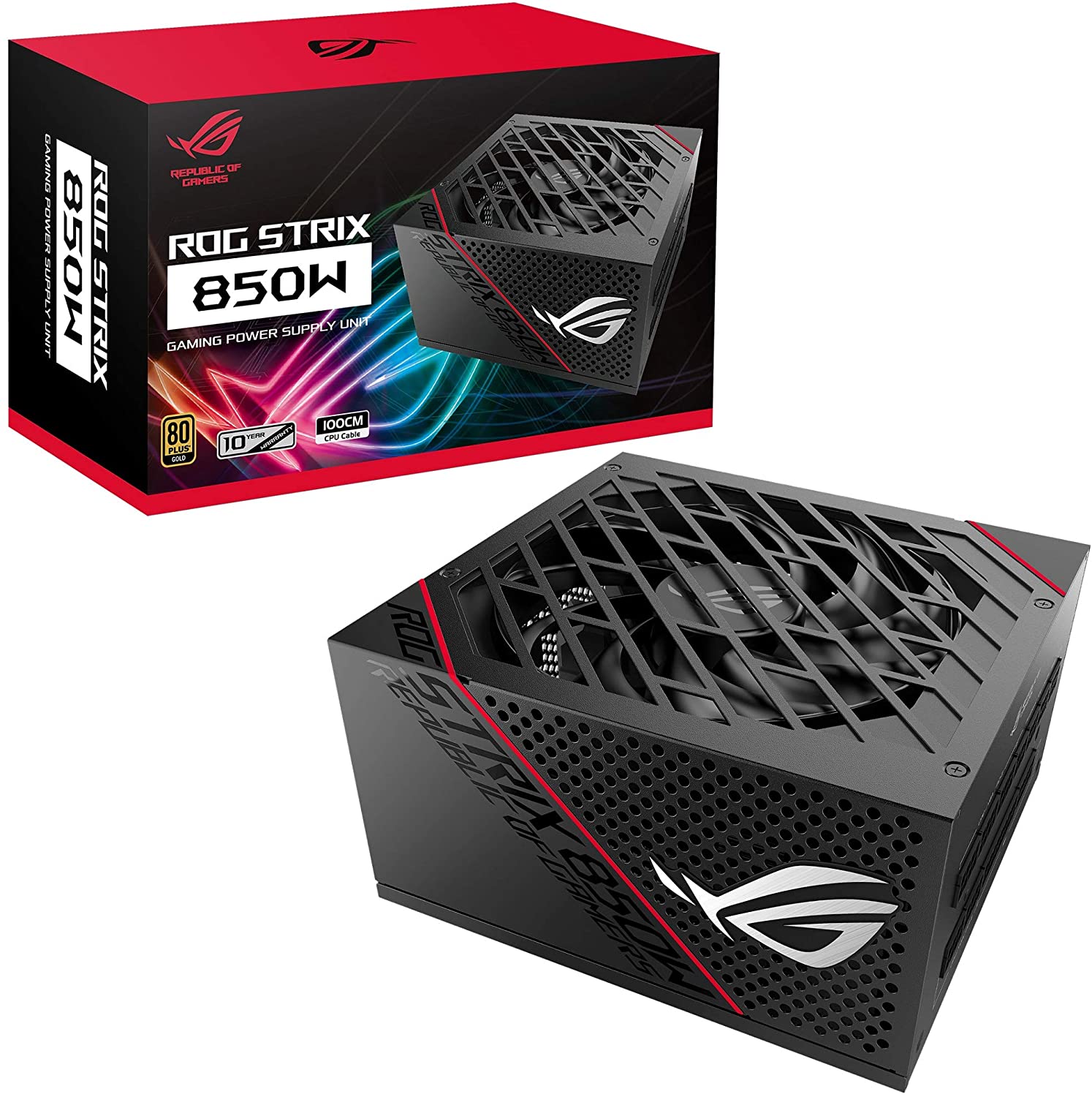 ASUS ROG STRIX 850W GOLD PSU, (ROG HEATSINKS, AXIAL-TECH FAN DESIGN, DUAL BALL FAN BEARINGS, 0DB TECHNOLOGY, 80 PLUS GOLD CERTIFICATION, FULLY MODULAR CABLES, 10-YEAR WARRANTY) POWER SUPPLY-POWER SUPPLY UNITS-Makotek Computers