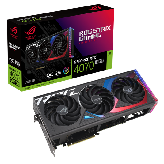 ASUS ROG-STRIX-RTX4070S-O12G-GAMING ROG STRIX GEFORCE RTX 4070 SUPER OC EDITION | 12GB | GDDR6X | 2670 MGHZ | 21 GBPS | 192 BIT | ARGB | 12 MONTHS WARRANTY GRAPHICS CARD