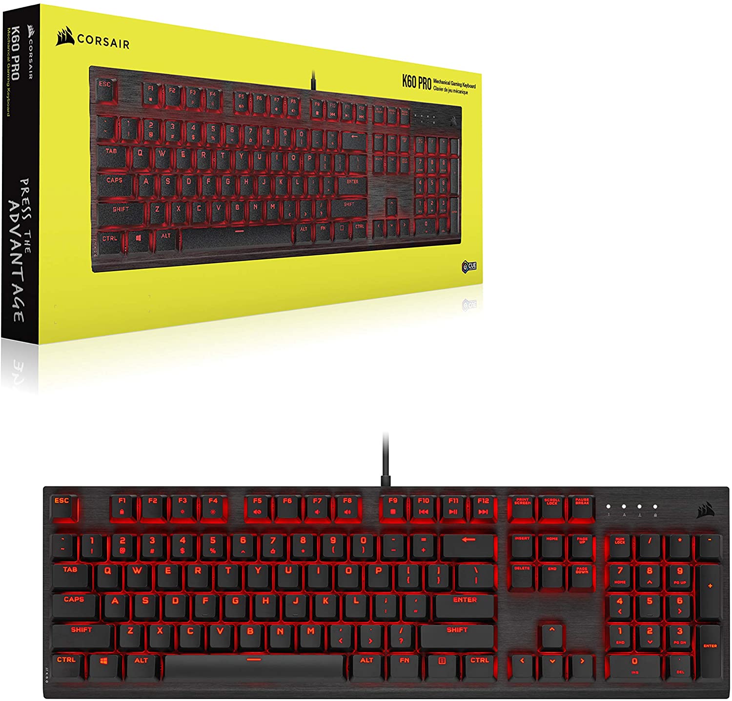 CORSAIR CS-CH-910D029-NA K60 PRO MECHANICAL GAMING RED LED CHERRY VIOLA BLACK KEYBOARD-KEYBOARD-Makotek Computers