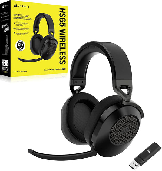 CORSAIR HS65 CARBON WIRELESS GAMING HEADSET | CARBON | 2.4GHZ WIRELESS AUDIO | BLUETOOTH | DOLBY AUDIO 7.1 | 6 MONTHS WARRANTY HEADSET