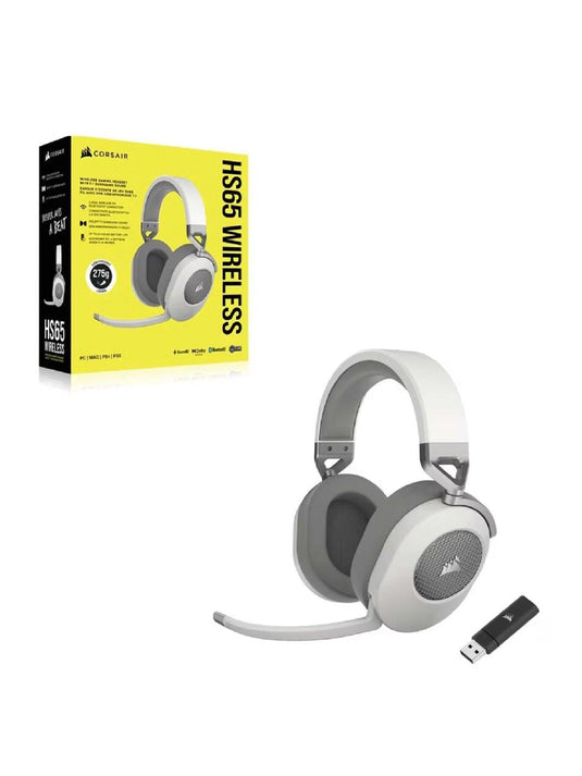 CORSAIR HS65 WIRELESS GAMING HEADSET | WHITE | 2.4GHZ WIRELESS AUDIO | BLUETOOTH | DOLBY AUDIO 7.1 | 6 MONTHS WARRANTY HEADSET