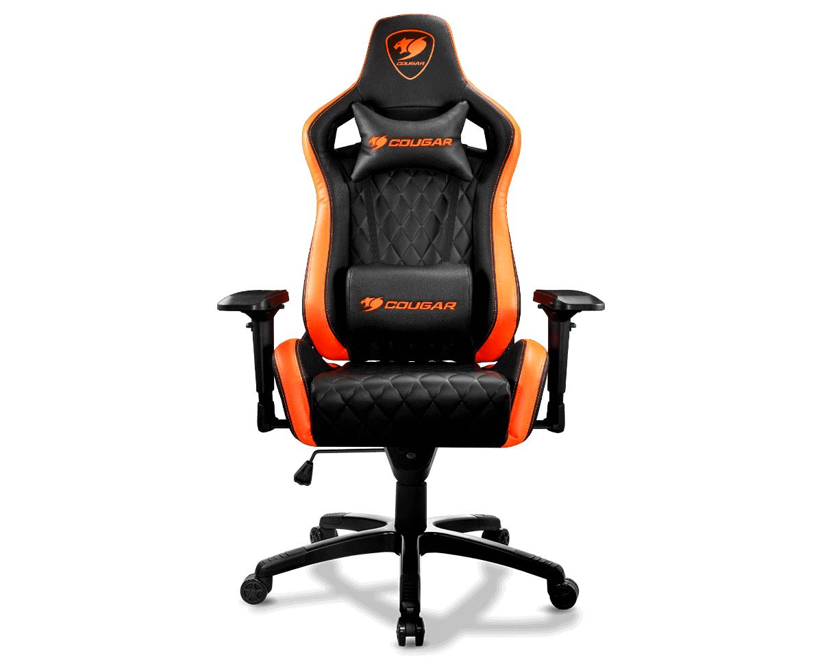 COUGAR ARMOR S | STEEL BASE | 4D ARMREST | PVC LEATHER | BLACK/ORANGE GAMING CHAIR-CHAIR-Makotek Computers