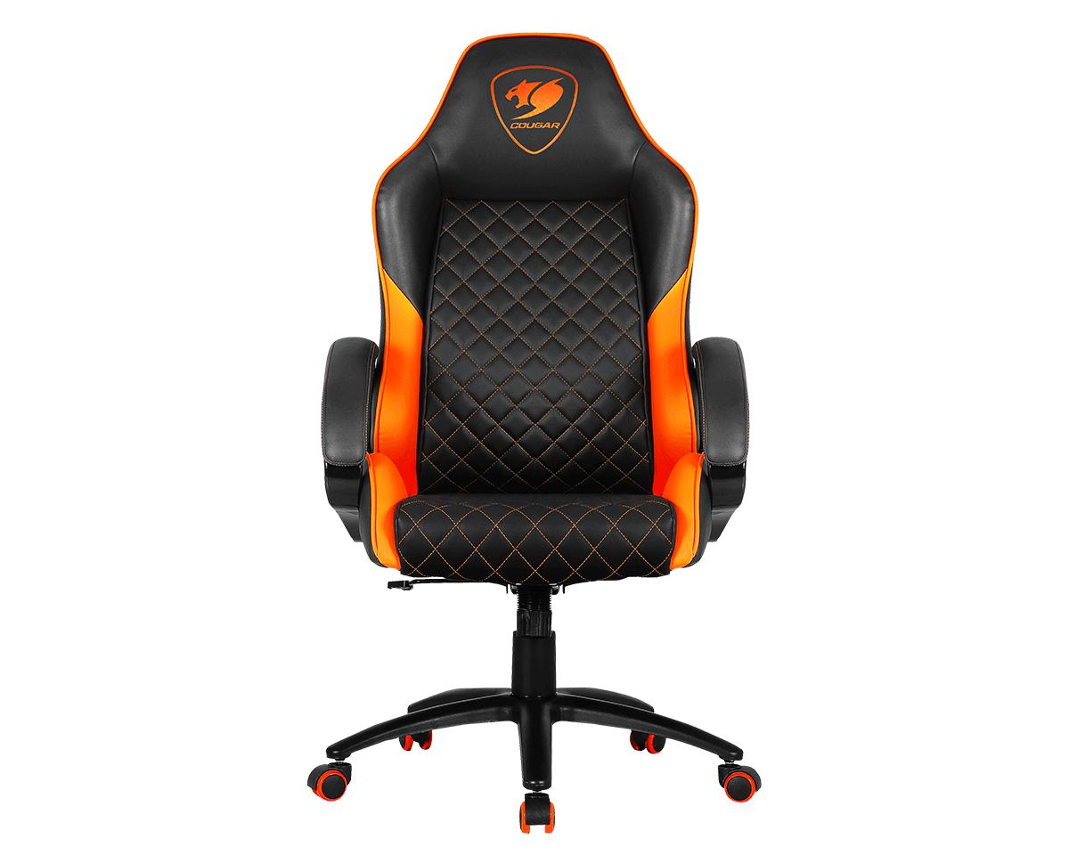 COUGAR FUSION | STEEL BASE | PVC LEATHER | BLACK/ORANGE GAMING CHAIR-CHAIR-Makotek Computers