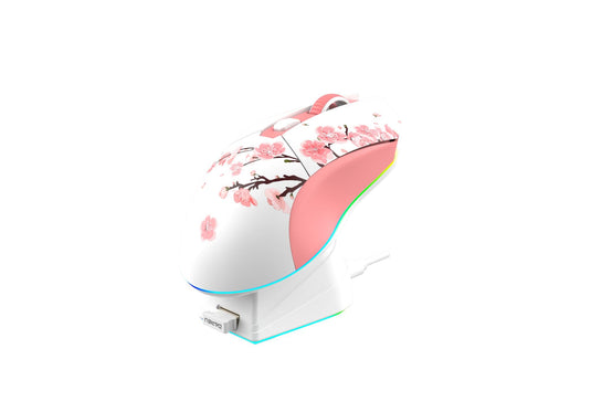 DAREU EM901X SAKURA PINK RGB WITH DOCK WIRELESS GAMING MOUSE-MOUSE-Makotek Computers