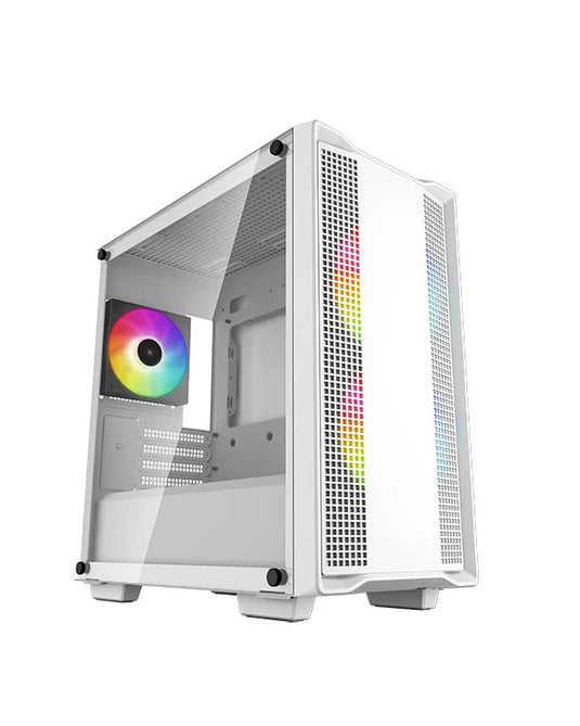 DEEPCOOL CC360 ARGB PC CASE | MESH FRONT | TEMPERED GLASS | 120 MM * 2 FRONT FANS | 120MM * 1 REAR FANS | M-ATX | WHITE | PC CASE