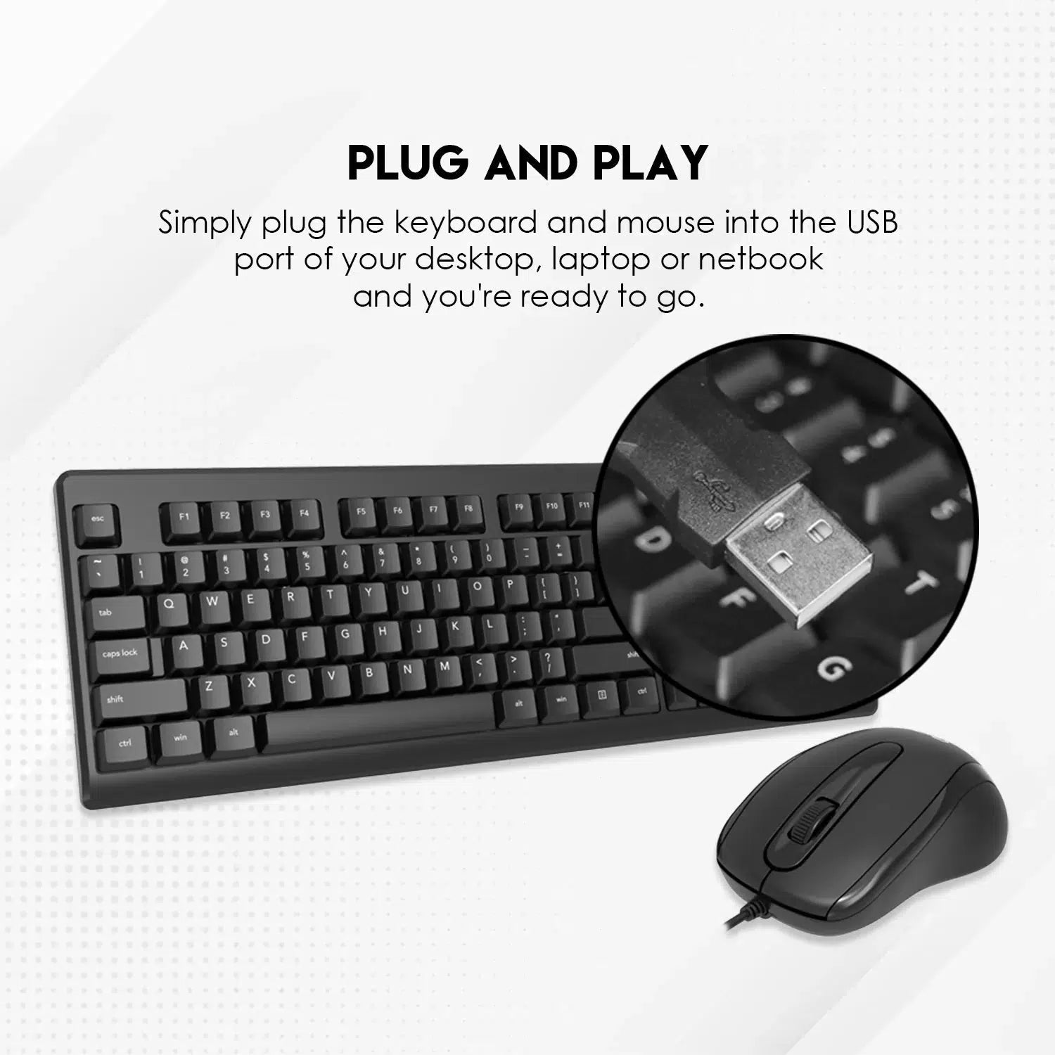 FANTECH KM103 USB WIRED KEYBOAR AND MOUSE COMBO-KEYBOARD-Makotek Computers