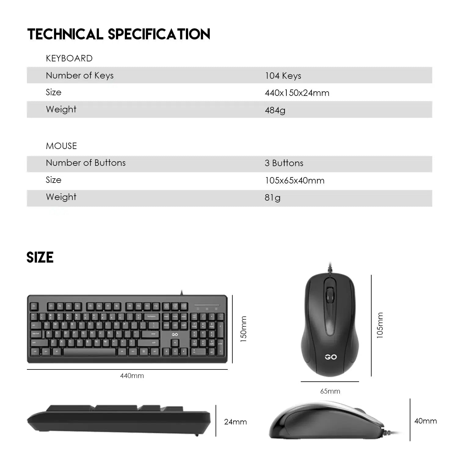 FANTECH KM103 USB WIRED KEYBOAR AND MOUSE COMBO-KEYBOARD-Makotek Computers