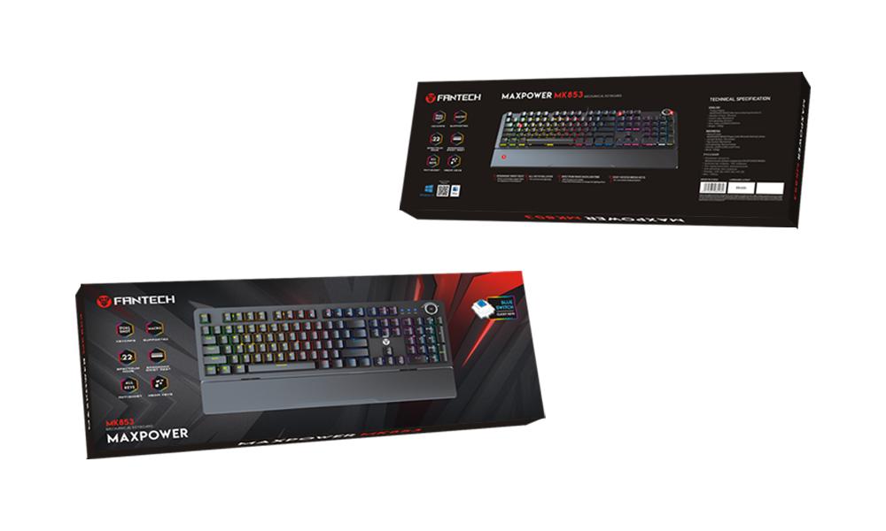 FANTECH MAXPOWER MK853 V2 RED SWITCH RGB LED WITH WRIST REST BLACK KEYBOARD-KEYBOARD-Makotek Computers