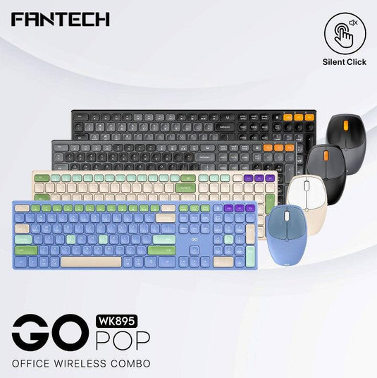 FANTECH WK895 GO POP BLACK WIRELESS KEYBOARD AND MOUSE COMBO-KEYBOARD-Makotek Computers