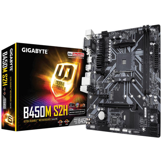 GIGABYTE B450M S2H | GIGABYTE GAMING LAN AND BANDWIDTH MANAGEMENT | PCIE GEN3 X4 M.2 | 7-COLORS RGB LED STRIPS SUPPORT | ANTI-SULFUR RESISTOR DESIGN | ULTRA DURABLE MOTHERBOARD-MOTHERBOARDS-Makotek Computers