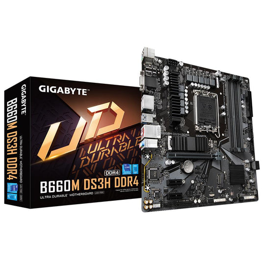 GIGABYTE B660M DS3H DDR4 INTEL® B660 | 6+2+1 PHASES HYBRID DIGITAL VRM WITH MOS HEATSINK | 2 X PCIE 4.0 M.2 WITH THERMAL GUARD | 2.5GBE LAN | REAR USB 3.2 GEN 2 TYPE-C® | RGB FUSION 2.0 | Q-FLASH PLUS M-ATX MOTHERBOARD-MOTHERBOARDS-Makotek Computers