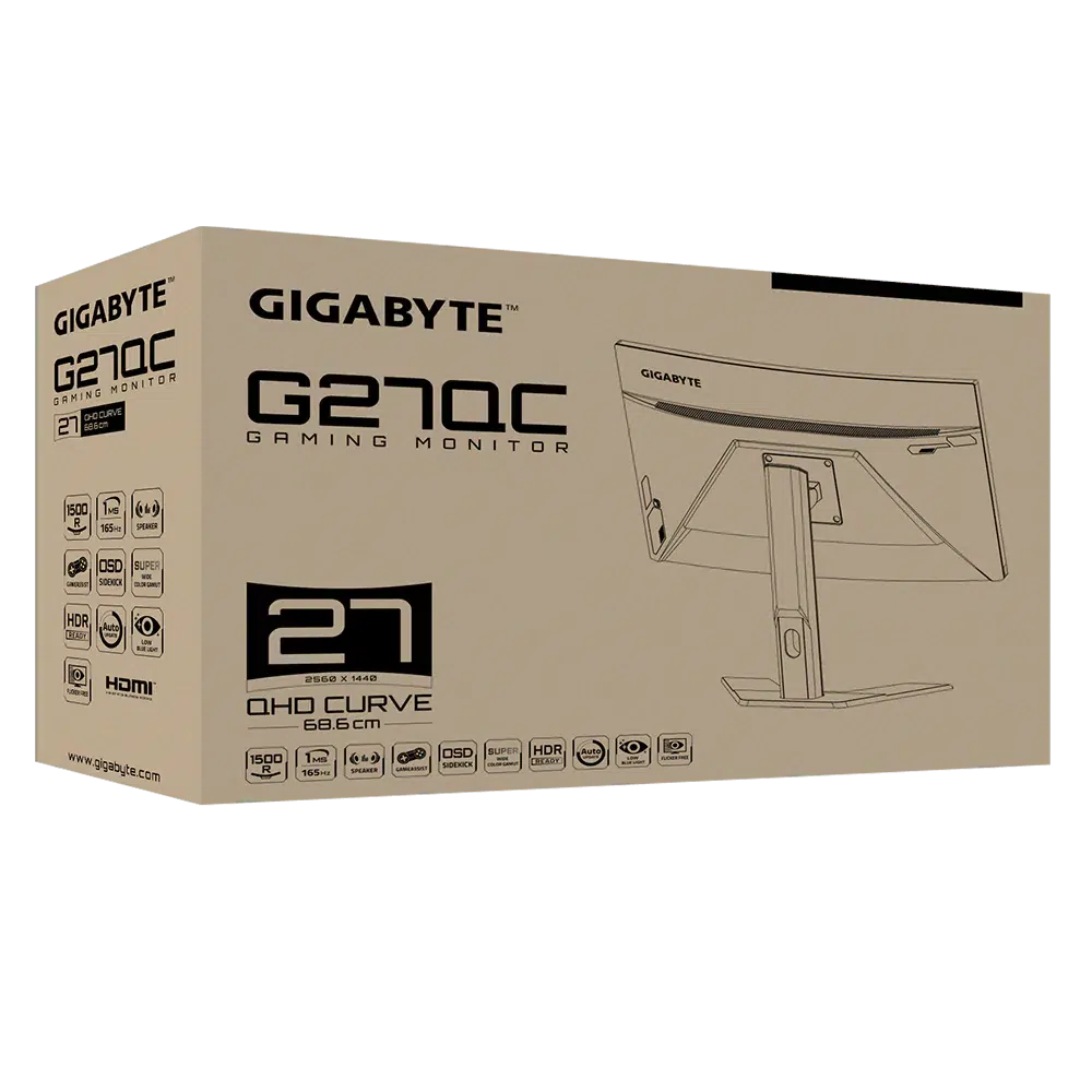 GIGABYTE G27QC-A-AP 27" QHD CURVED GAMING MONITOR-MONITOR-Makotek Computers