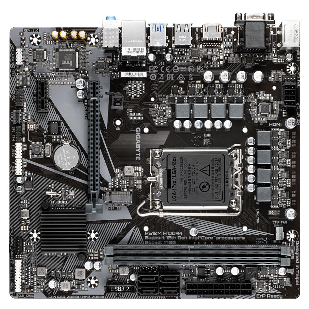 GIGABYTE H610M-H DDR4 WITH 6+1+1 HYBRID PHASES DIGITAL VRM DESIGN, PCIE 4.0* DESIGN, GEN3 X4 M.2, INTEL® GBE WITH CFOSSPEED, ANTI-SULFUR RESISTOR, SMART FAN 6 MOTHERBOARD-MOTHERBOARDS-Makotek Computers