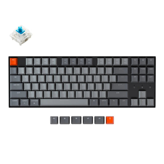 KEYCHRON K8-PJ2 PRO SWAPPABLE WIRELESS TKL MECHANICAL KEYBOARD | RGB BACKLIGHT | 87 KEYS | 80% LAYOUT | BLUE SWITCH | 6 MONTHS WARRANTY KEYBOARD