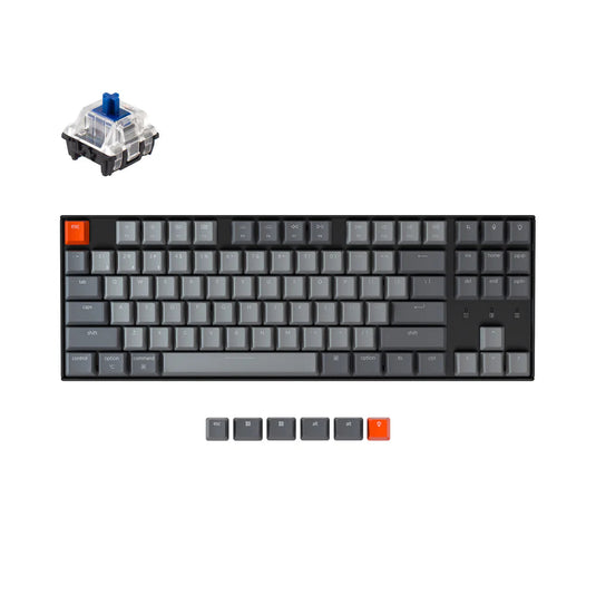 KEYCHRON K8J2 TKL KEYBOARD | ALUMINUM HOT-SWAP SWITCH | RGB BACKLIGHT | 87 KEYS | 80% LAYOUT | BLUE SWITCH | 6 MONTHS WARRANTY KEYBOARD