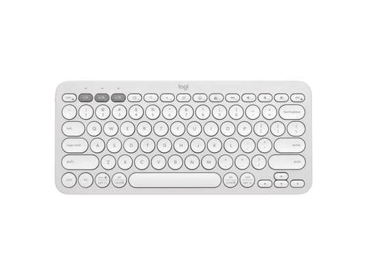 LOGITECH K380SWH PEBBLE KEYS 2 KEYBOARD | MULTI-DEVICE PAIRING (UP TO 3 DEVICES) | CUSTOMIZABLE FN SHORTCUT KEYS | LOW-PROFILE KEYS | BLUETOOTH | BATTERY LED | 3 EASY WITCH BLUETOOTH CHANNELS | WHITE KEYBOARD 6 MONTHS WARRANTY KEYBOARD