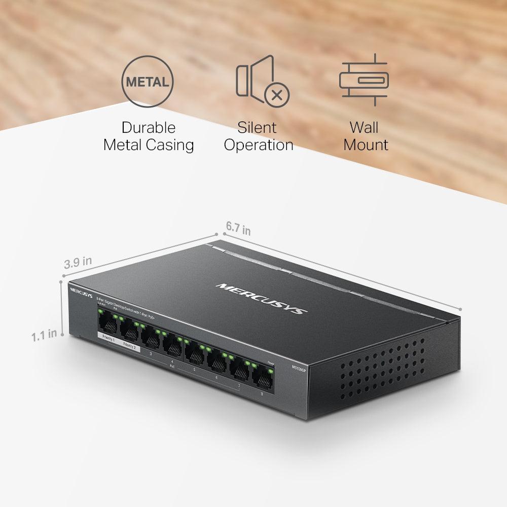 MERCUSYS MS108GP 8-PORT GIGABIT WITH 7 PORT POE+ DESKTOP SWITCH-SWITCH-Makotek Computers