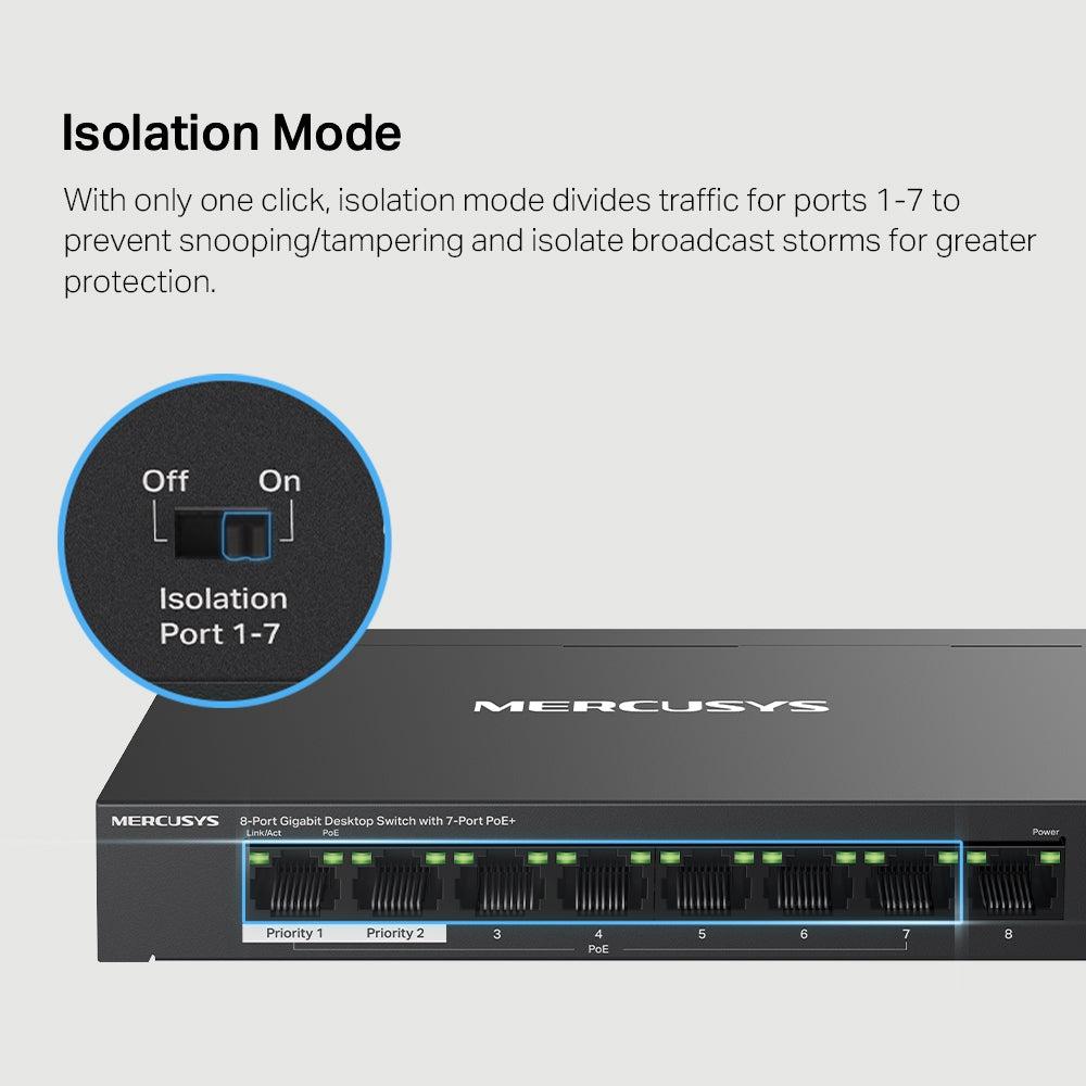 MERCUSYS MS108GP 8-PORT GIGABIT WITH 7 PORT POE+ DESKTOP SWITCH-SWITCH-Makotek Computers