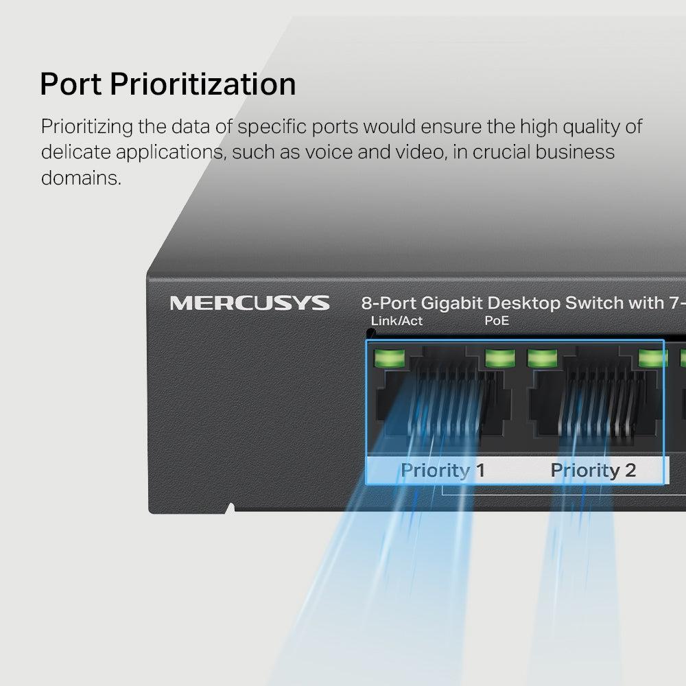 MERCUSYS MS108GP 8-PORT GIGABIT WITH 7 PORT POE+ DESKTOP SWITCH-SWITCH-Makotek Computers