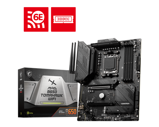 MSI MAG B650 TOMAHAWK WIFI | DDR5 | 4 DIMM SLOT | 1 HDMI | 1 DP | 2X PCI-E X16 SLOT | 3X PCI-E M.2 4.0 | WIFI 6E | FLASH BIOS BUTTON | AM5 | 12 MONTHS WARRANTY | MOTHERBOARD