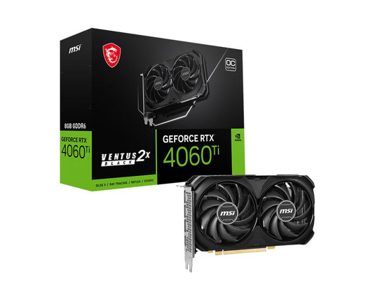 MSI RTX 4060 TI VENTUS 2X BLACK 8GB OC GDDR6 GRAPHICS CARD-GRAPHICS CARD-Makotek Computers