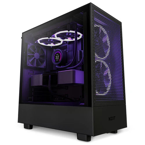 NZXT CC-H51FB-01 H5 FLOW MIDTOWER PC CASE | BLACK | MINI-ITX | MICRO-ATX | ATX | WITH 2 F120Q FANS | DARK TINTED TEMPERED GLASS |  6 MONTHS WARRANTY PC CASE