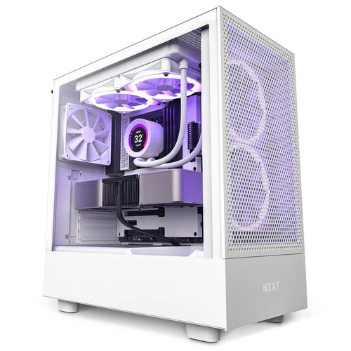 NZXT CC-H51FW-01 H5 FLOW MIDTOWER PC CASE | WHITE | MINI-ITX | MICRO-ATX | ATX | WITH 2 F120Q FANS | TEMPERED GLASS | 6 MONTHS WARRANTY PC CASE