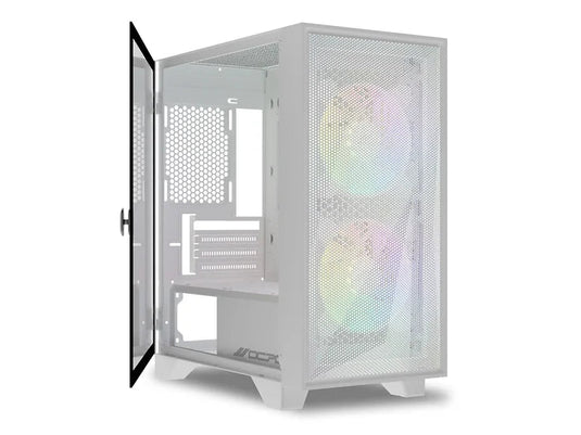 OCPC SCURA MESH MICRO-TOWER GAMING PC CASE | CASE WITH 2*140MM ARGB FAN | TG | M-ATX | WHITE | 12 MONTHS WARRANTY PC CASE