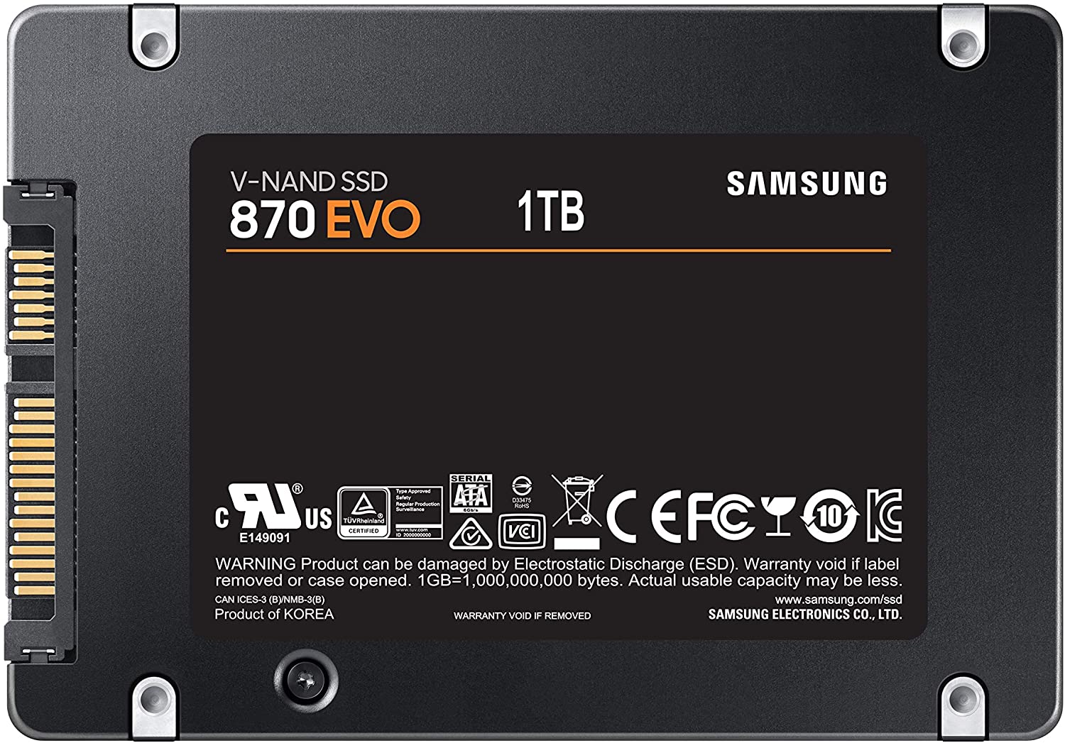 SAMSUNG MZ-77E1T0B/BW 870 EVO 1TB 2.5" SATA III 6 GB/S SSD-SOLID STATE DRIVE-Makotek Computers