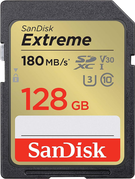 SANDISK EXTREME SDXC | SDXVA 128GB | V30 | U3 | C10 | UHS-I | 180MB/S R | 90MB/S W | MEMORY CARD-SD CARD-Makotek Computers