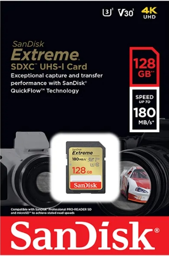 SANDISK SDSDXVA-128G-GNCIN EXTREME | WRITE-SWITCH PROTECTION | SD CARD