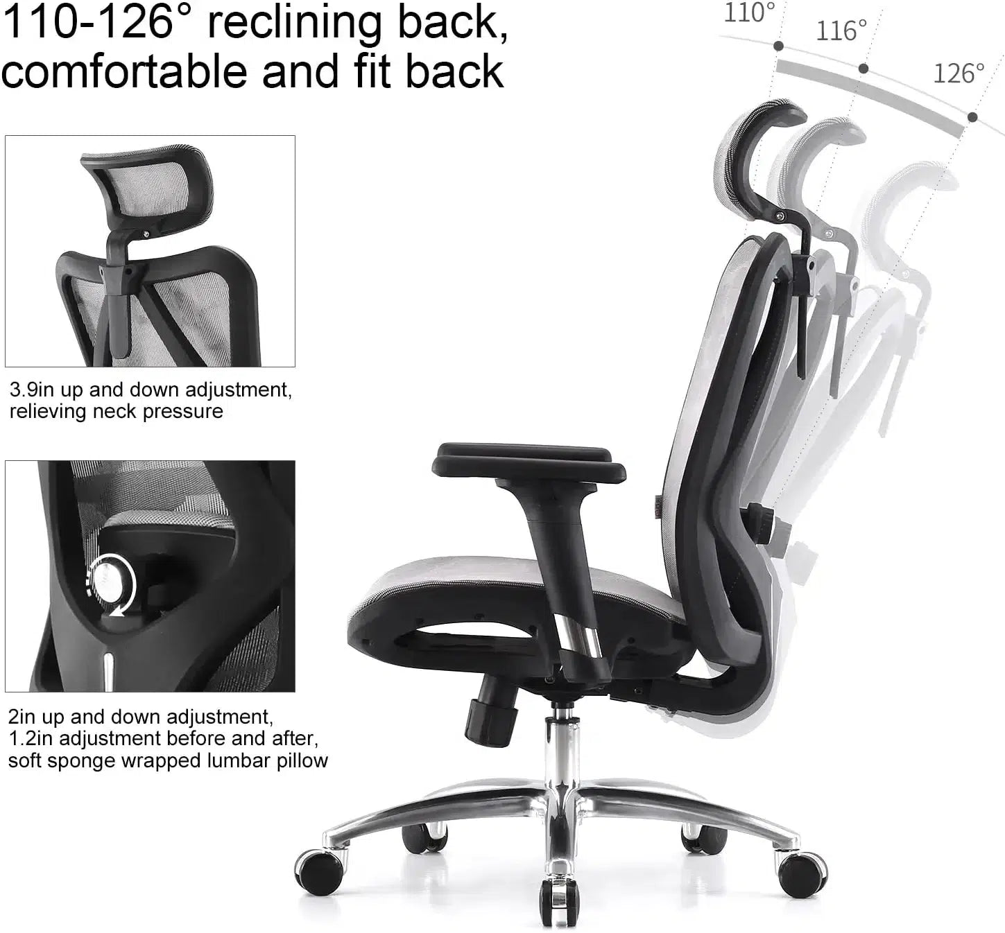 SIHOO M18 031 GREY ERGONOMIC OFFICE CHAIR-CHAIR-Makotek Computers