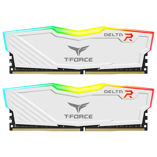 TEAMGROUP TF4D432G3600HC18JDCO2 T-FORCE DELTA RGB MEMORY | DDR4 | 3600 MHZ | CL 18 | 16GB X2 | 32GB | WHITE | 12 MONTHS WARRANTY MEMORY