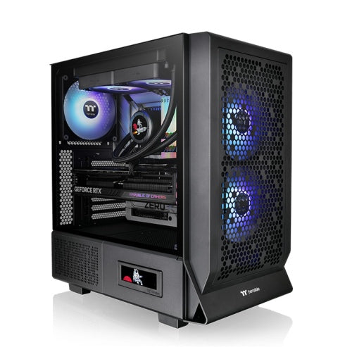 THERMALTAKE CA-1Y2-00M1WN-01 CERES 330 TG ARGB BLACK | SUPPORTS HIDDEN CONNECTOR | 2 CT140 B ARGB FANS + 1 BLACK FAN | ATX | MESH FRONT | TEMPERED GLASS | 3 MONTHS WARRANTY PC CASE