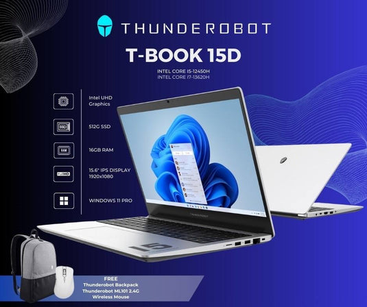 THUNDEROBOT TBOOK 15D I5 | INTEL CORE I5 12450H | 16GB DDR4 MEMORY | INTEL UHD GRAPHICS | 512GB NVME SSD | 15.6" FULL HD IPS DISPLAY | WINDOWS 11 OS | 12 MONTHS WARRANTY LAPTOP