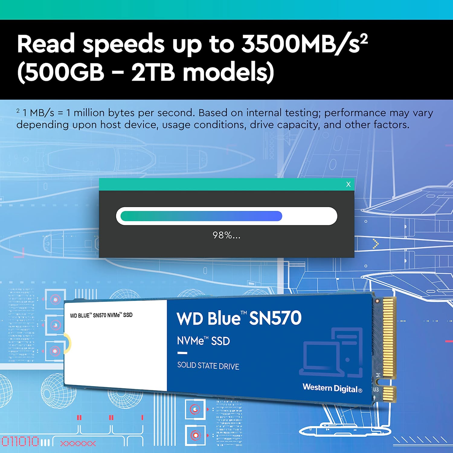 WESTERN DIGITAL BLUE SN570 1TB NVME™ SSD-SOLID STATE DRIVE-Makotek Computers