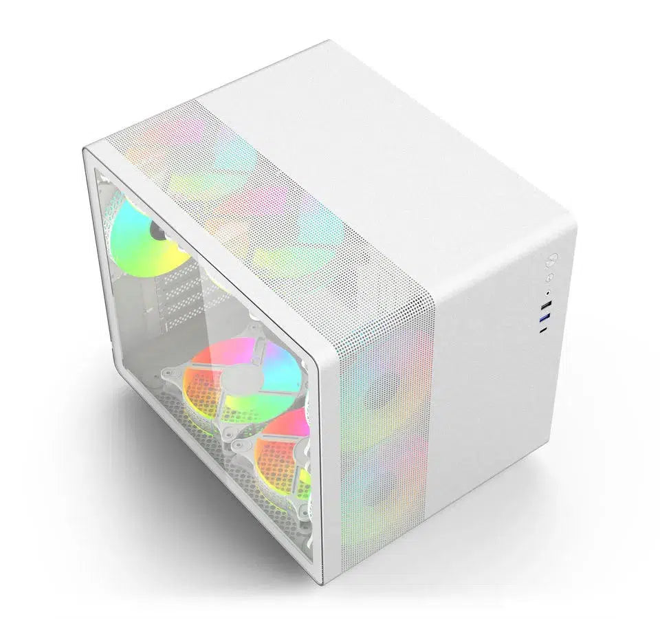 YGT V300 WHITE M-ATX DUAL CHAMBER GAMING CHASSIS-PC CASE-Makotek Computers