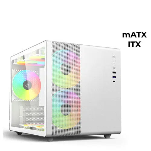 YGT V300 WHITE M-ATX DUAL CHAMBER GAMING CHASSIS-PC CASE-Makotek Computers