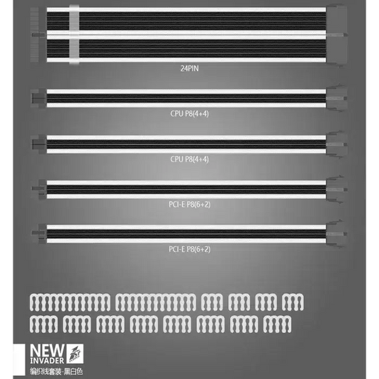1STPLAYER STEAMPUNK BKW-001 BLACK/WHITE PSU SLEEVED EXTENSION CABLE-CABLE-Makotek Computers