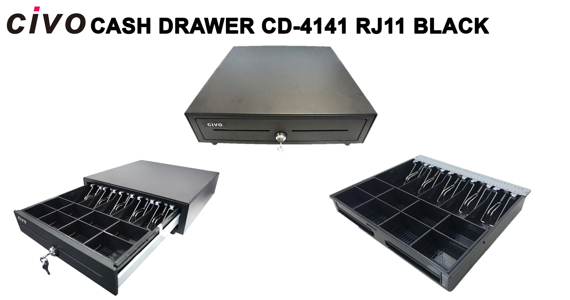 CIVO CD-4141 RJ11 BLACK CASH DRAWER-CASH DRAWER-Makotek Computers