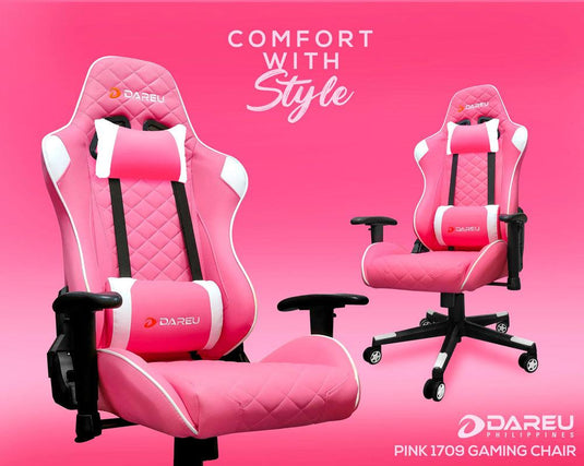 DAREU COMBAT PINK GAMING CHAIR V.1-Chair-Makotek Computers