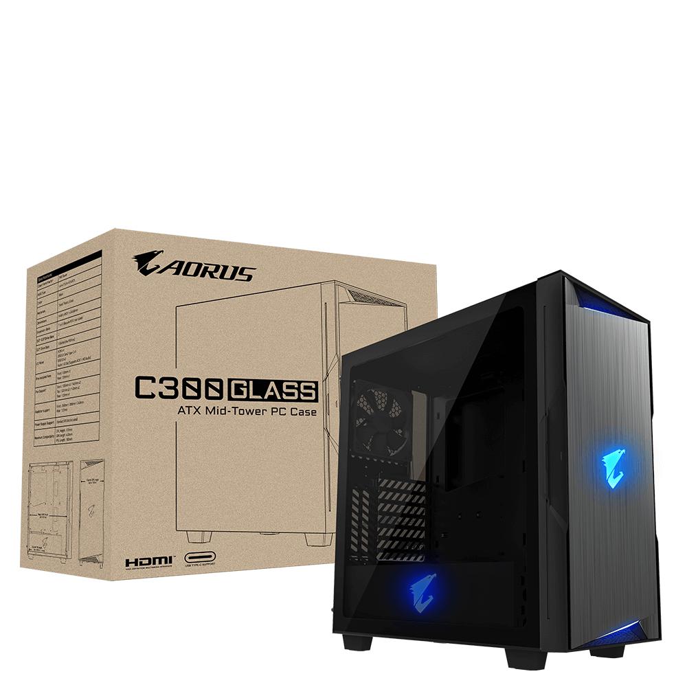 GIGABYTE AORUS C300 GLASS TG MID TOWER PC CASE-PC CASE-Makotek Computers