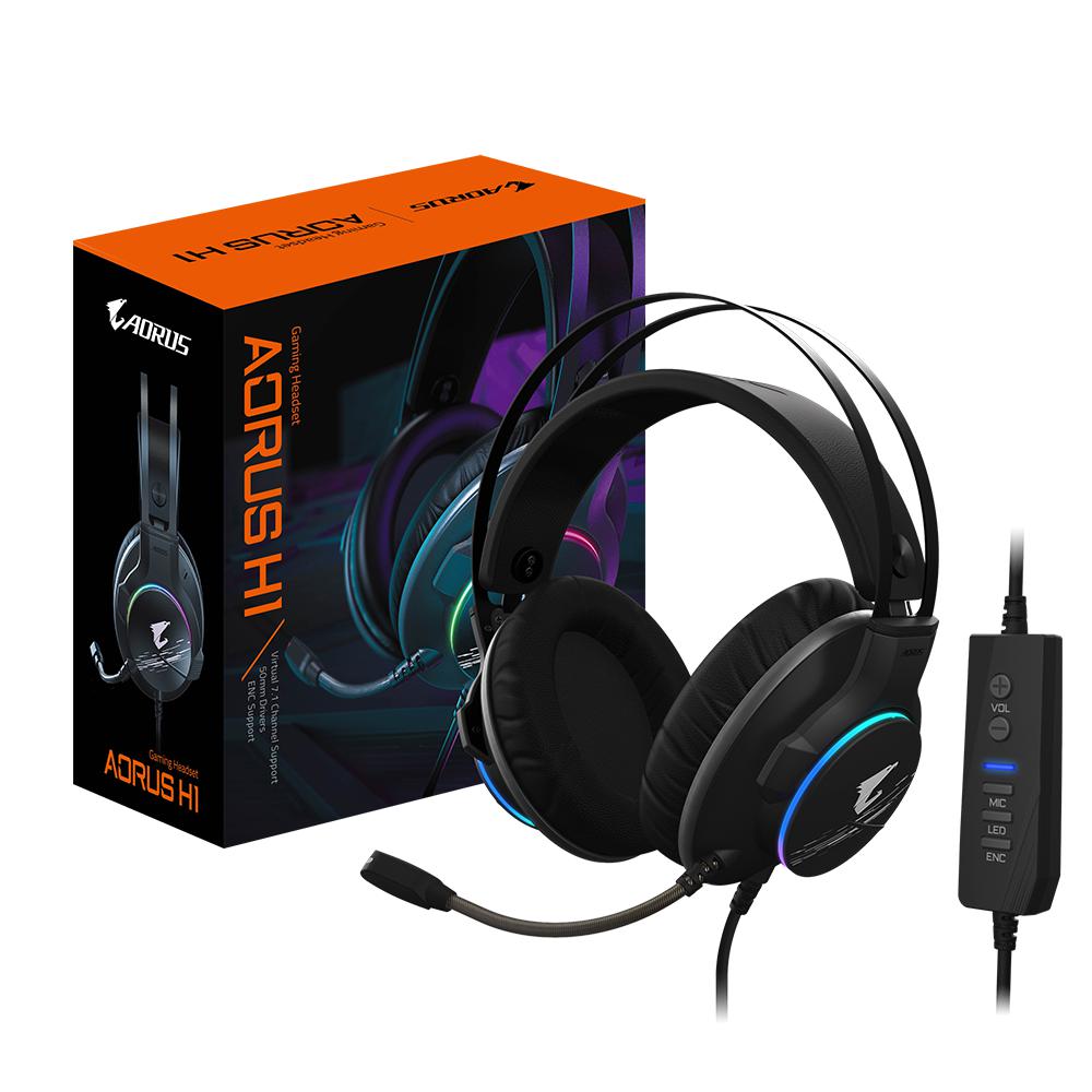 GIGABYTE AORUS H1 BLACK 7.1 GAMING HEADSET-HEADSET-Makotek Computers