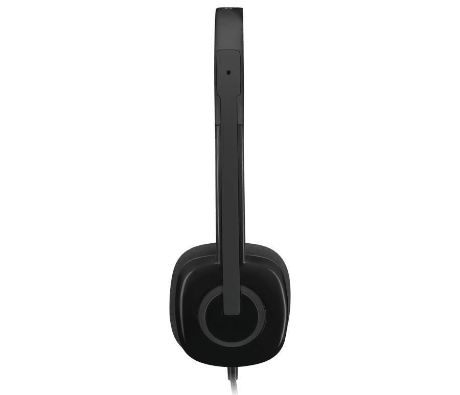 LOGITECH 3.5 MM ANALOG STEREO HEADSET H151 WITH BOOM MICROPHONE - BLACK-HEADSET-Makotek Computers