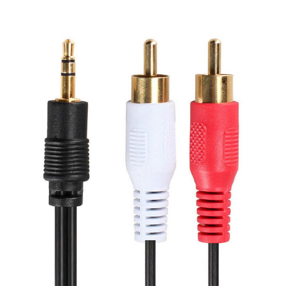 RCA 1X2 HIGH QUALITY 3.5MM JACK PLUG MALE TO 2 RCA STEREO AUX AUDIO 5M CABLE-CABLE-Makotek Computers